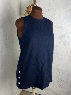 Pearl By Lela Rose Ponte Sleeveless Deep Navy Tank Top Large